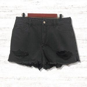 Hollister black denim distressed shorts size 31